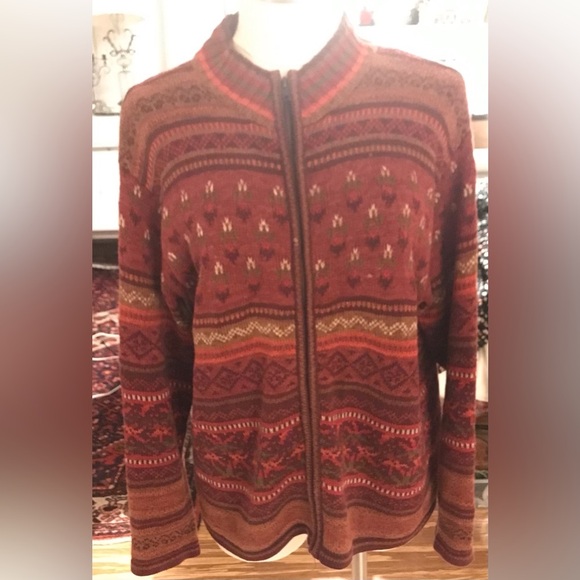 Vintage Shaver Lake Cardigan Zip Up Ski Sweater Size M - Picture 2 of 7